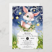 Boho Children Bunny Birthday Einladung (Vorne/Hinten)