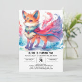 Boho Children Fox Birthday Einladung (Stehend Vorderseite)