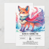 Boho Children Fox Birthday Einladung (Vorne/Hinten)