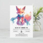 Boho Children Fox Birthday Einladung (Stehend Vorderseite)