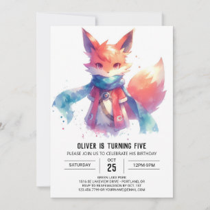 Boho Children Fox Birthday Einladung