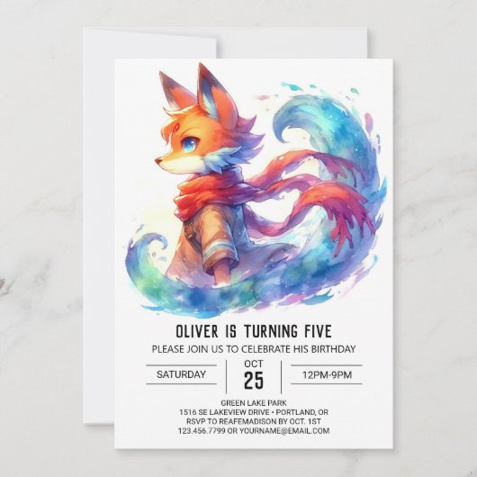 Boho Children Fox Birthday Einladung (Vorderseite)