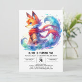 Boho Children Fox Birthday Einladung (Stehend Vorderseite)