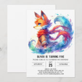 Boho Children Fox Birthday Einladung (Vorne/Hinten)