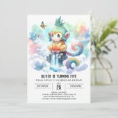 Boho Children Monkey Birthday Einladung (Stehend Vorderseite)