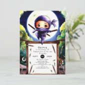 Boho Children Ninja Birthday Einladung (Stehend Vorderseite)