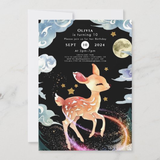 Boho Children's Fawn zum Geburtstag Einladung (Vorderseite)