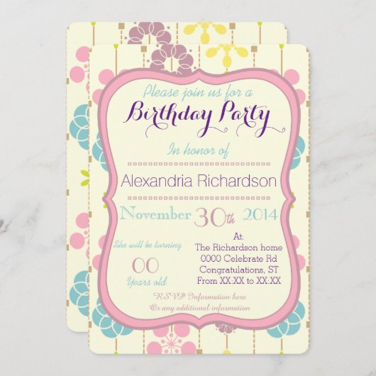 Boho chone geometrische Frühlingsblumenmuster Gebu Einladung (Vorne/Hinten)