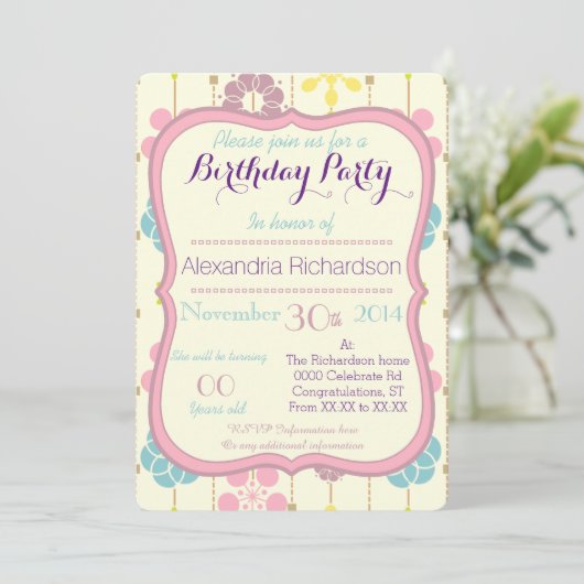 Boho chone geometrische Frühlingsblumenmuster Gebu Einladung (Stehend Vorderseite)