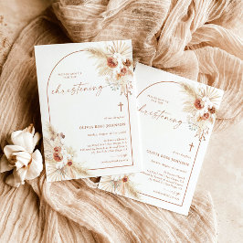 Boho Christening Invite, Pampas Grass Boho Taufe Einladung
