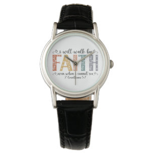 Boho Christian Gehe nach dem Glauben Bibelvers Blu Armbanduhr
