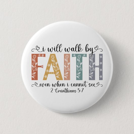 Boho Christian Glaube Bibelvers Blumenmuster Button (Vorderseite)