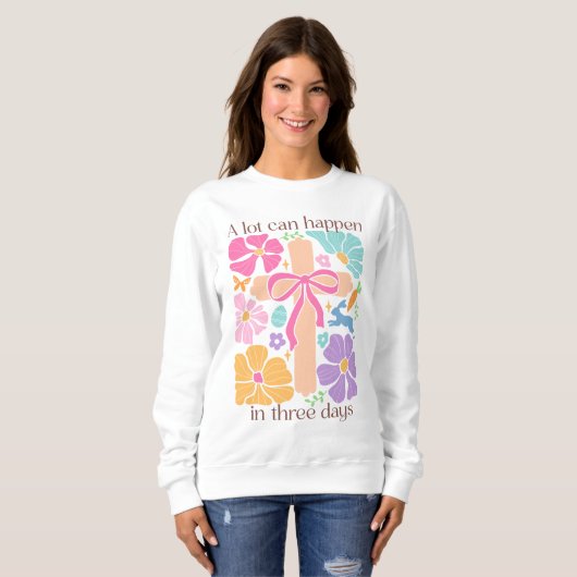 Boho Christlich Osterkkreuz Sweatshirt (Vorne ganz)