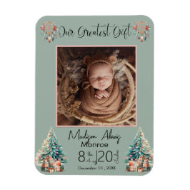Boho Christmas Baby Stats Geburtsankündigung Magnet