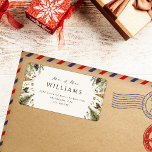 Boho Christmas Botanische Grüne Herr und Frau Name Adressaufkleber<br><div class="desc">Entspannen Sie mit diesem eleganten, modernen Rücksendelabel für frische Weds mit boho wasserfarbe botanischem und grünem Blattwerk aus Kiefernzapfen, Blätter, Weihnachtsbaum und Baumwolle mit einem Hauch von Goldswash und Aquarell. Es hat eine delikate und raffinierte Mr. und Mrs. Drehschrift und darunter ist der Familienname und die Adresse, die Sie anpassen...</div>