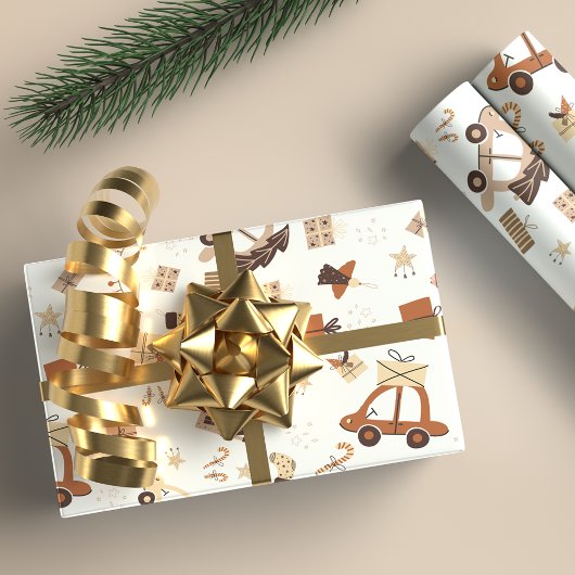 Boho Christmas Car und Tree Geschenkpapier