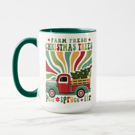Boho Christmas Farm Fresh Trees Truck Tasse (Links)
