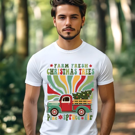 Boho Christmas Farm Fresh Trees Truck Tri-Blend Shirt