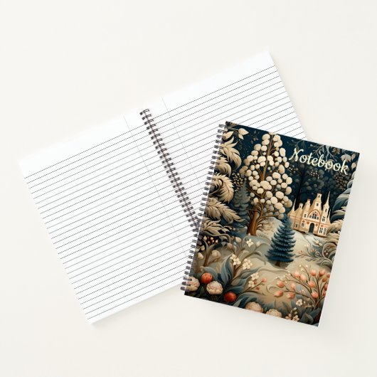 Boho Christmas Forest, New Hütte Core Notebook Notizblock (Innenseite)