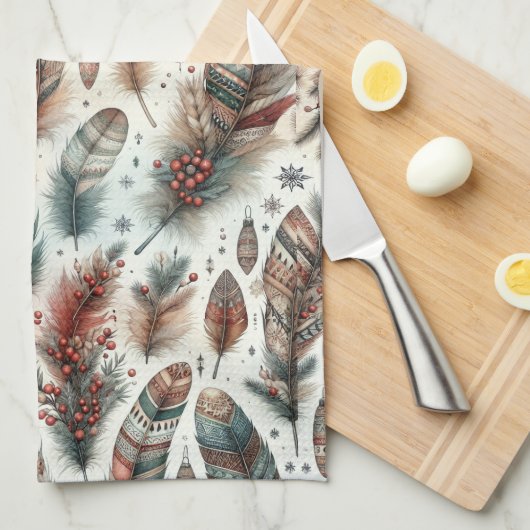 Boho Christmas Geschirrtuch (Viertel Falte)