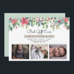 Boho Christmas Greenery Bestes Geschenk je Geburt Ankündigung<br><div class="desc">Sweet boho drei Foto "Best Gift Ever" rot,  mint und dunkelgrün Aquarell heilig und Beeren Blumenankündigung. Fügen Sie einfach Ihre Fotos und die Geburtsdetails Ihres wertvollen Babys vorn hinzu und Sie sind alle Set. Composite Design von Holiday Hearts Designs (Rechte vorbehalten).</div>