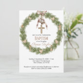 Boho Christmas Holoden Kranz Taufe Einladung (Stehend Vorderseite)