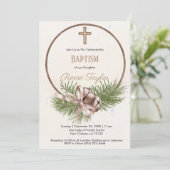 Boho Christmas Holoden Kranz Taufe Einladung (Stehend Vorderseite)