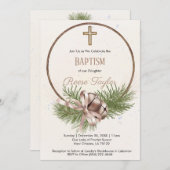 Boho Christmas Holoden Kranz Taufe Einladung (Vorne/Hinten)