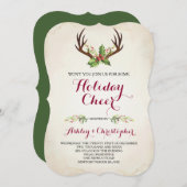 Boho Christmas Invite ~ Rustic Deer Antler Einladung (Vorne/Hinten)