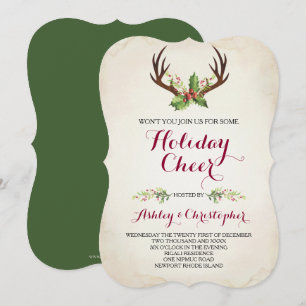 Boho Christmas Invite ~ Rustic Deer Antler Einladung