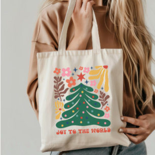 Boho Christmas Joy to The World Tragetasche