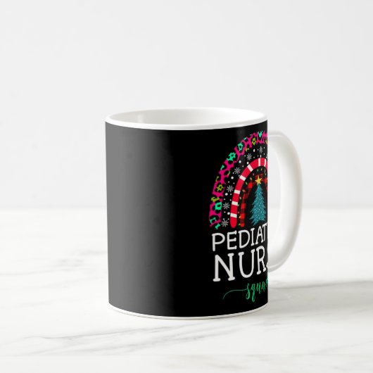 Boho Christmas Leopard Rainbow Pediatric Nurse Squ Kaffeetasse (VorderseiteRechts)