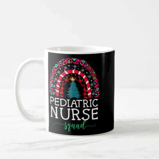 Boho Christmas Leopard Rainbow Pediatric Nurse Squ Kaffeetasse (Links)