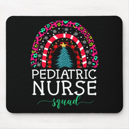Boho Christmas Leopard Rainbow Pediatric Nurse Squ Mousepad (Vorne)