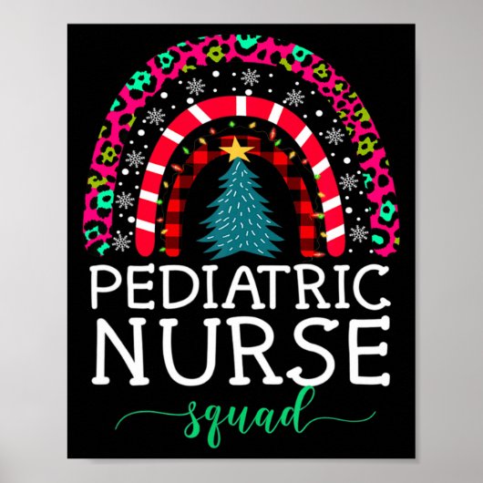 Boho Christmas Leopard Rainbow Pediatric Nurse Squ Poster (Vorne)
