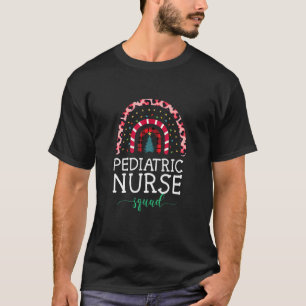 Boho Christmas Leopard Rainbow Pediatric Nurse Squ T-Shirt