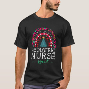 Boho Christmas Leopard Rainbow Pediatric Nurse Squ T-Shirt