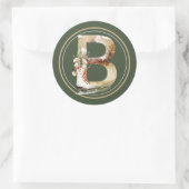 Boho Christmas Monogram B mit Ice-Skaten Runder Aufkleber (Tasche)