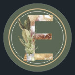 Boho Christmas Monogram E with Tree Runder Aufkleber<br><div class="desc">Der Winter-Aufkleber MONOGRAM ist perfekt für Einladungen,  Feste,  Hochzeitseinladungen,  Weihnachten und vieles mehr.</div>