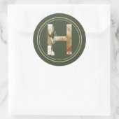 Boho Christmas Monogram H mit Grüntönen Runder Aufkleber (Tasche)