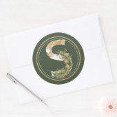 Boho Christmas Monogram S with Greenery Runder Aufkleber (Umschlag)