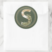 Boho Christmas Monogram S with Greenery Runder Aufkleber (Tasche)
