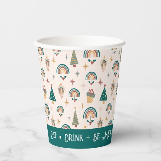 Boho Christmas Paper Cup Pappbecher (Vorderseite)