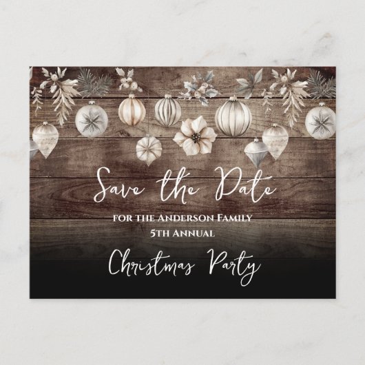 Boho Christmas Party Save the Date Postcard Postkarte (Vorderseite)