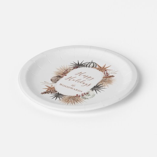 Boho Christmas Personalisiert Pappteller (Schrägansicht)