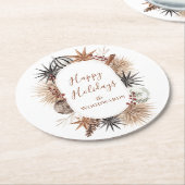 Boho Christmas Personalisiert Runder Pappuntersetzer (Angewinkelt)