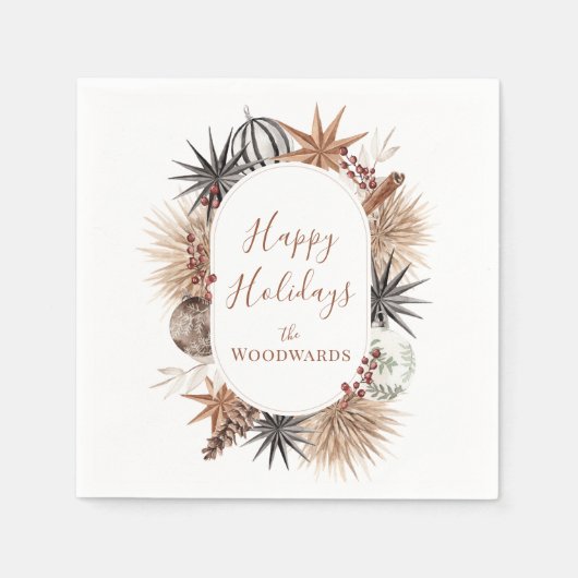 Boho Christmas Personalisiert Serviette (Vorderseite)