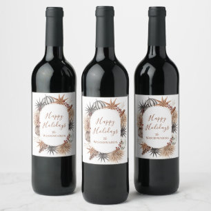 Boho Christmas Personalisiert Weinetikett