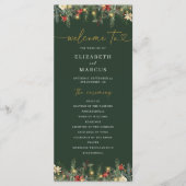 Boho Christmas Pine Tree Lights Elegante Hochzeit Programm (Vorderseite)