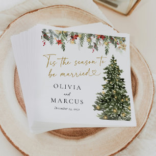 Boho Christmas Pine Tree Lights Winter Wedding Serviette